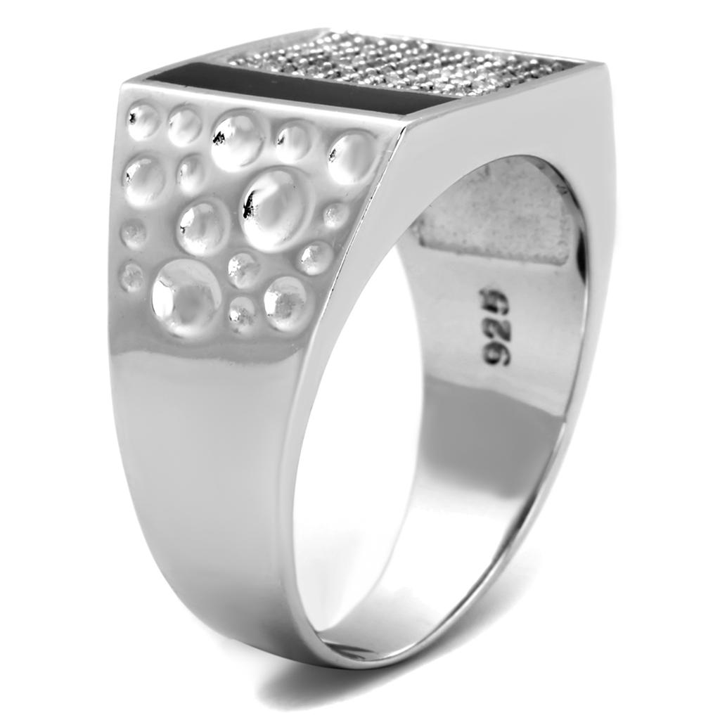Rhodium 925 Sterling Silver Ring with AAA Grade CZ  in Clear