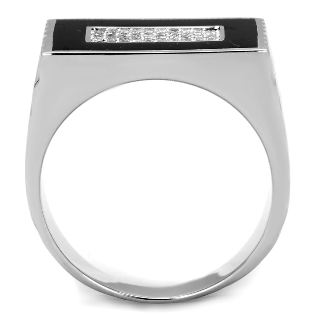 Rhodium 925 Sterling Silver Ring with AAA Grade CZ  in Clear