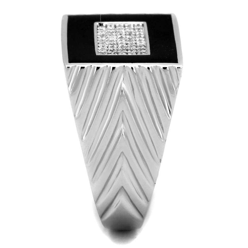 Rhodium 925 Sterling Silver Ring with AAA Grade CZ  in Clear
