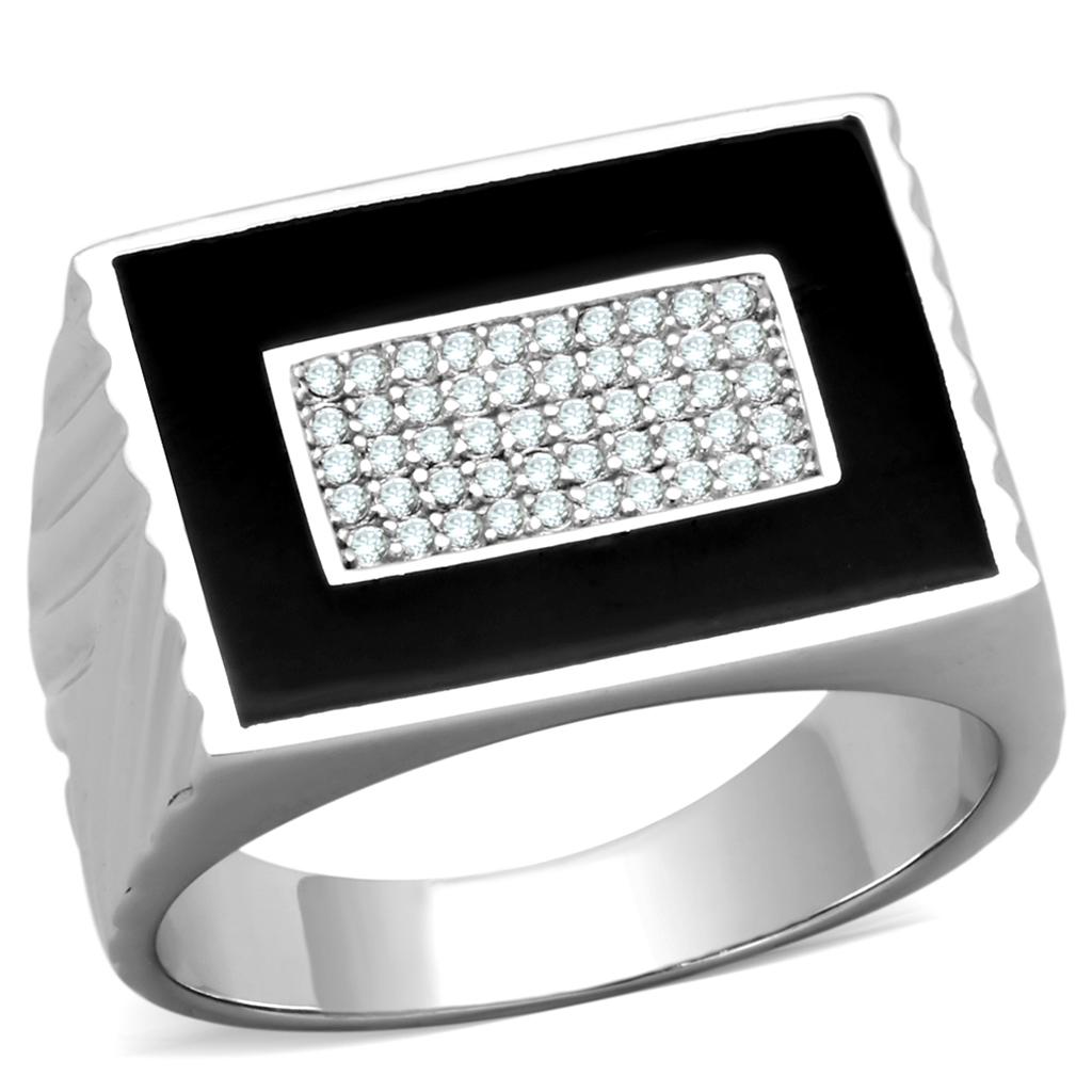 Rhodium 925 Sterling Silver Ring with AAA Grade CZ  in Clear