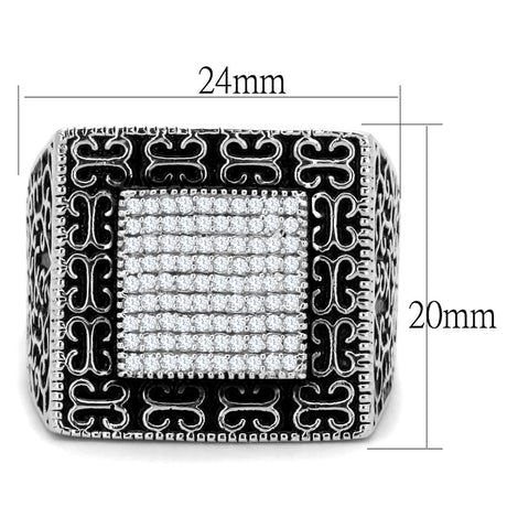 Rhodium 925 Sterling Silver Ring with AAA Grade CZ  in Clear