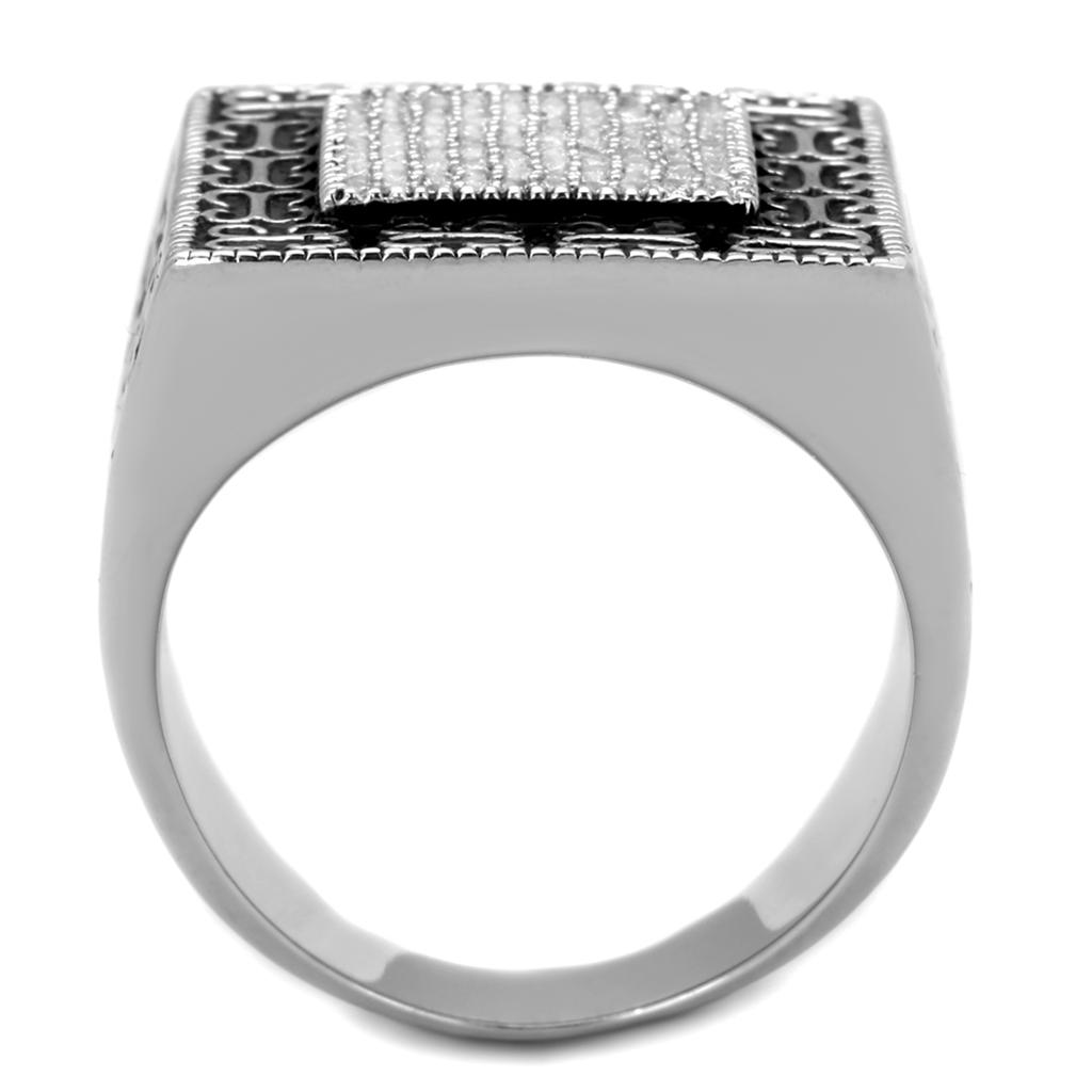 Rhodium 925 Sterling Silver Ring with AAA Grade CZ  in Clear