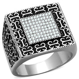 Rhodium 925 Sterling Silver Ring with AAA Grade CZ  in Clear