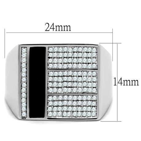 Rhodium 925 Sterling Silver Ring with AAA Grade CZ  in Clear