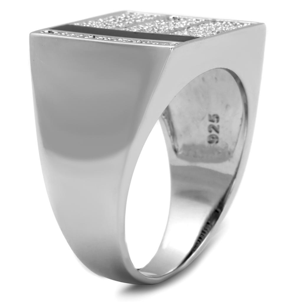 Rhodium 925 Sterling Silver Ring with AAA Grade CZ  in Clear