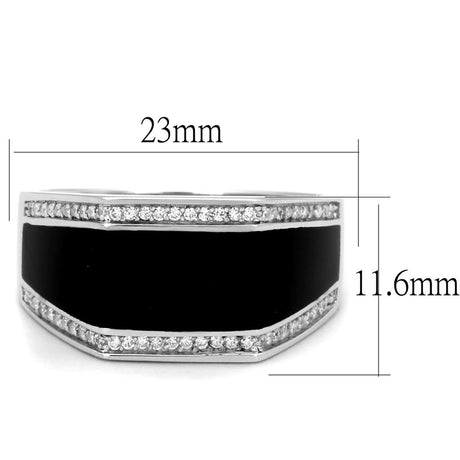 Rhodium 925 Sterling Silver Ring with AAA Grade CZ  in Clear