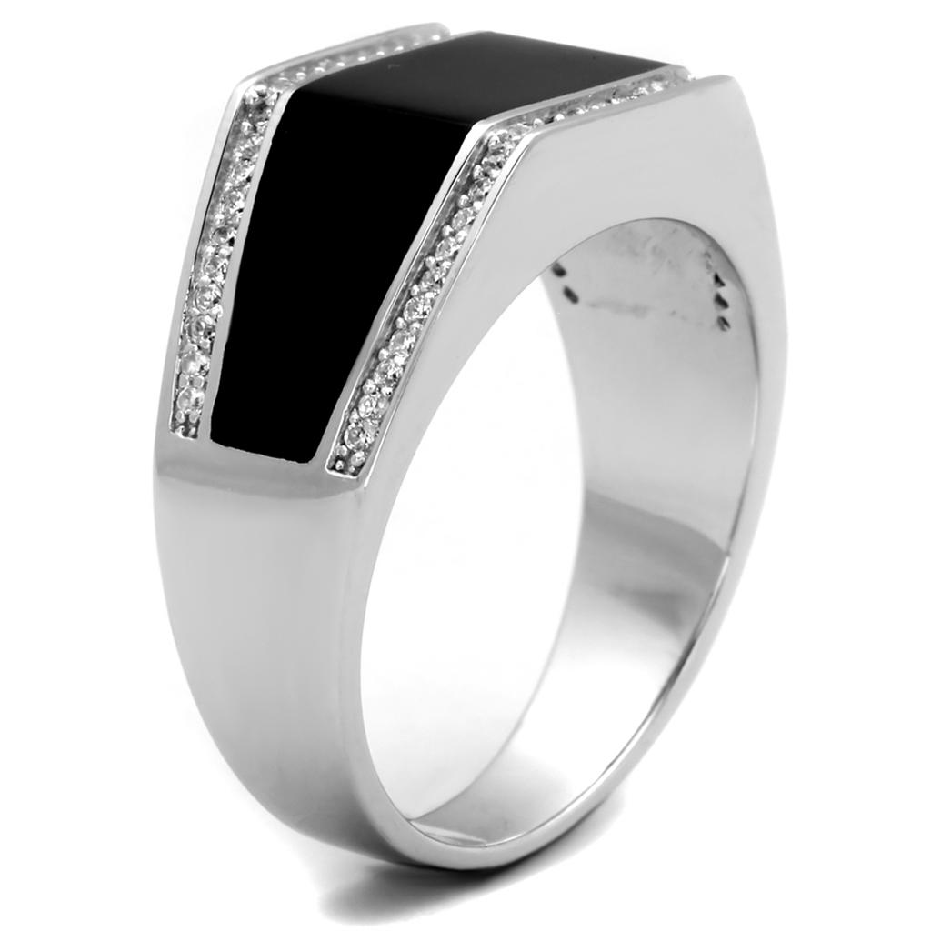 Rhodium 925 Sterling Silver Ring with AAA Grade CZ  in Clear
