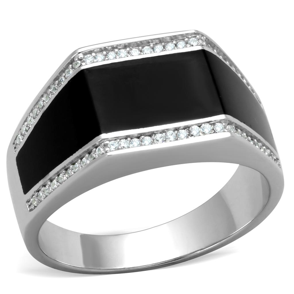 Rhodium 925 Sterling Silver Ring with AAA Grade CZ  in Clear