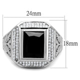 Rhodium 925 Sterling Silver Ring with AAA Grade CZ  in Black Diamond