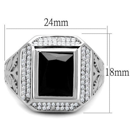 Rhodium 925 Sterling Silver Ring with AAA Grade CZ  in Black Diamond