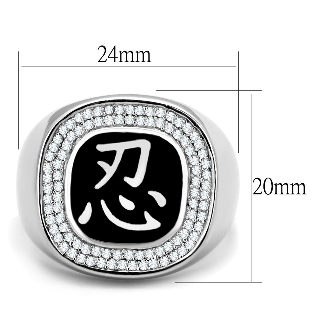 Rhodium 925 Sterling Silver Ring with AAA Grade CZ  in Clear