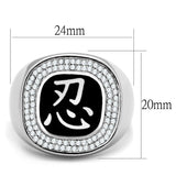 Rhodium 925 Sterling Silver Ring with AAA Grade CZ  in Clear