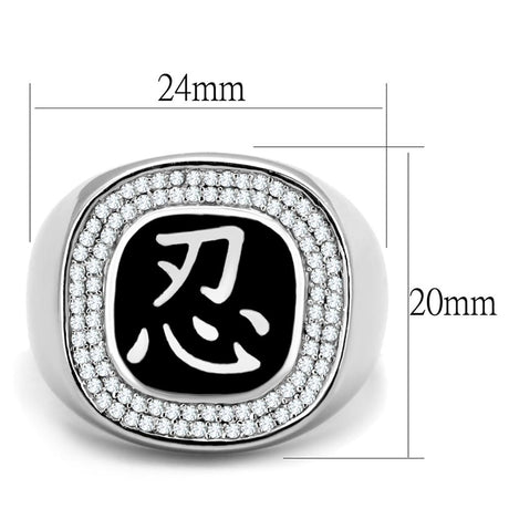 Rhodium 925 Sterling Silver Ring with AAA Grade CZ  in Clear