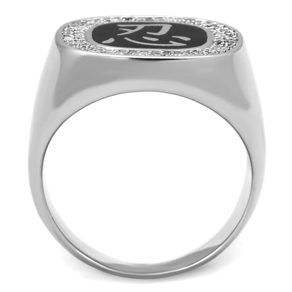 Rhodium 925 Sterling Silver Ring with AAA Grade CZ  in Clear