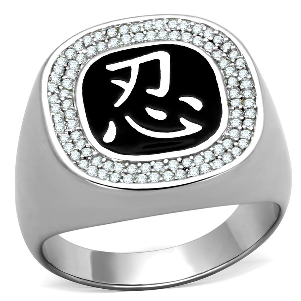 Rhodium 925 Sterling Silver Ring with AAA Grade CZ  in Clear