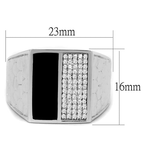 Rhodium 925 Sterling Silver Ring with AAA Grade CZ  in Clear