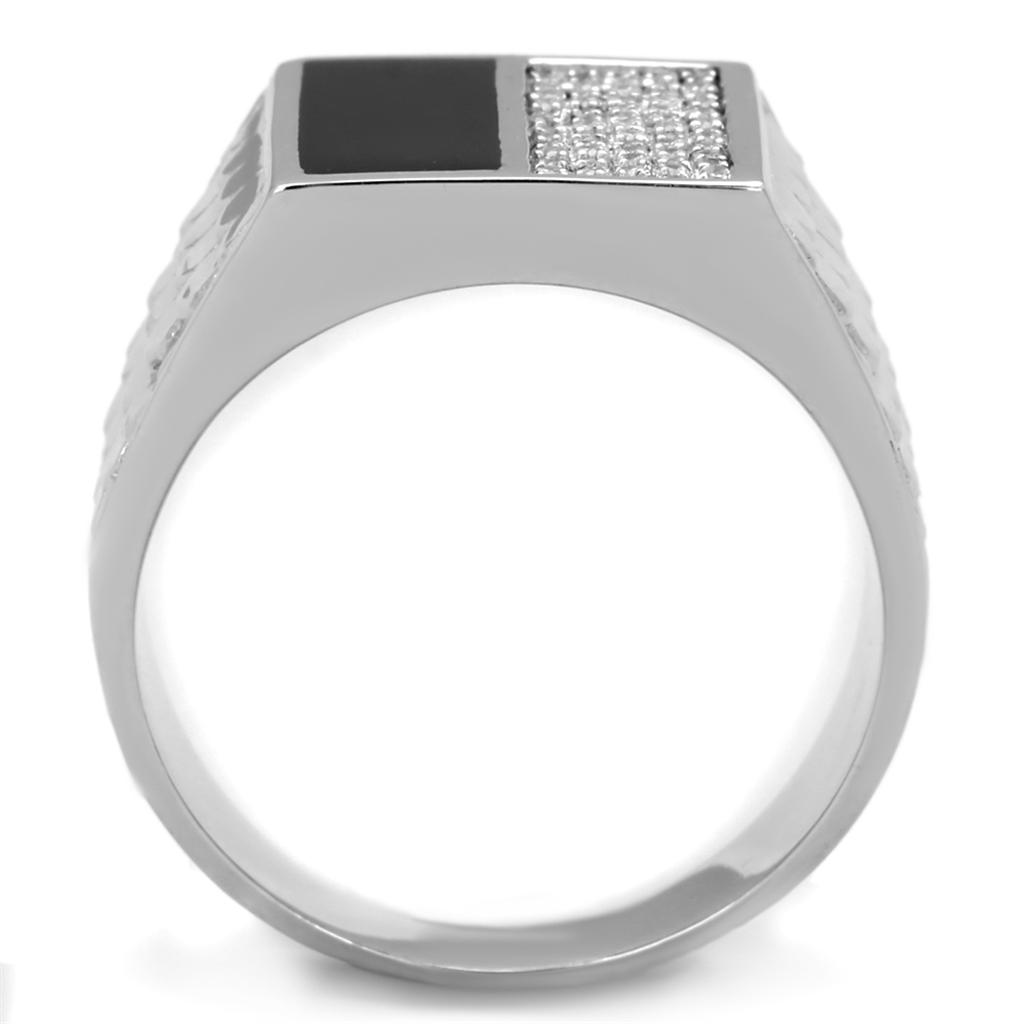 Rhodium 925 Sterling Silver Ring with AAA Grade CZ  in Clear