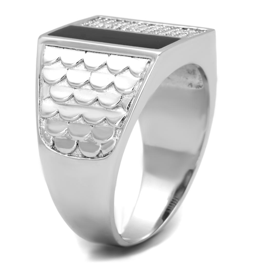 Rhodium 925 Sterling Silver Ring with AAA Grade CZ  in Clear