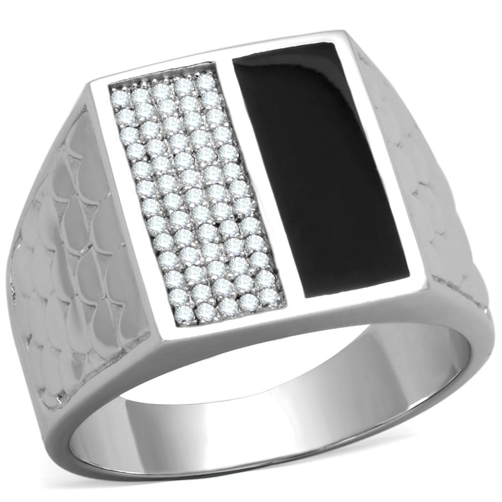 Rhodium 925 Sterling Silver Ring with AAA Grade CZ  in Clear