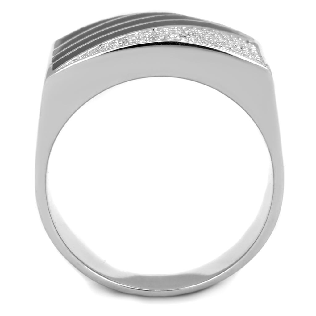 Rhodium 925 Sterling Silver Ring with AAA Grade CZ  in Clear