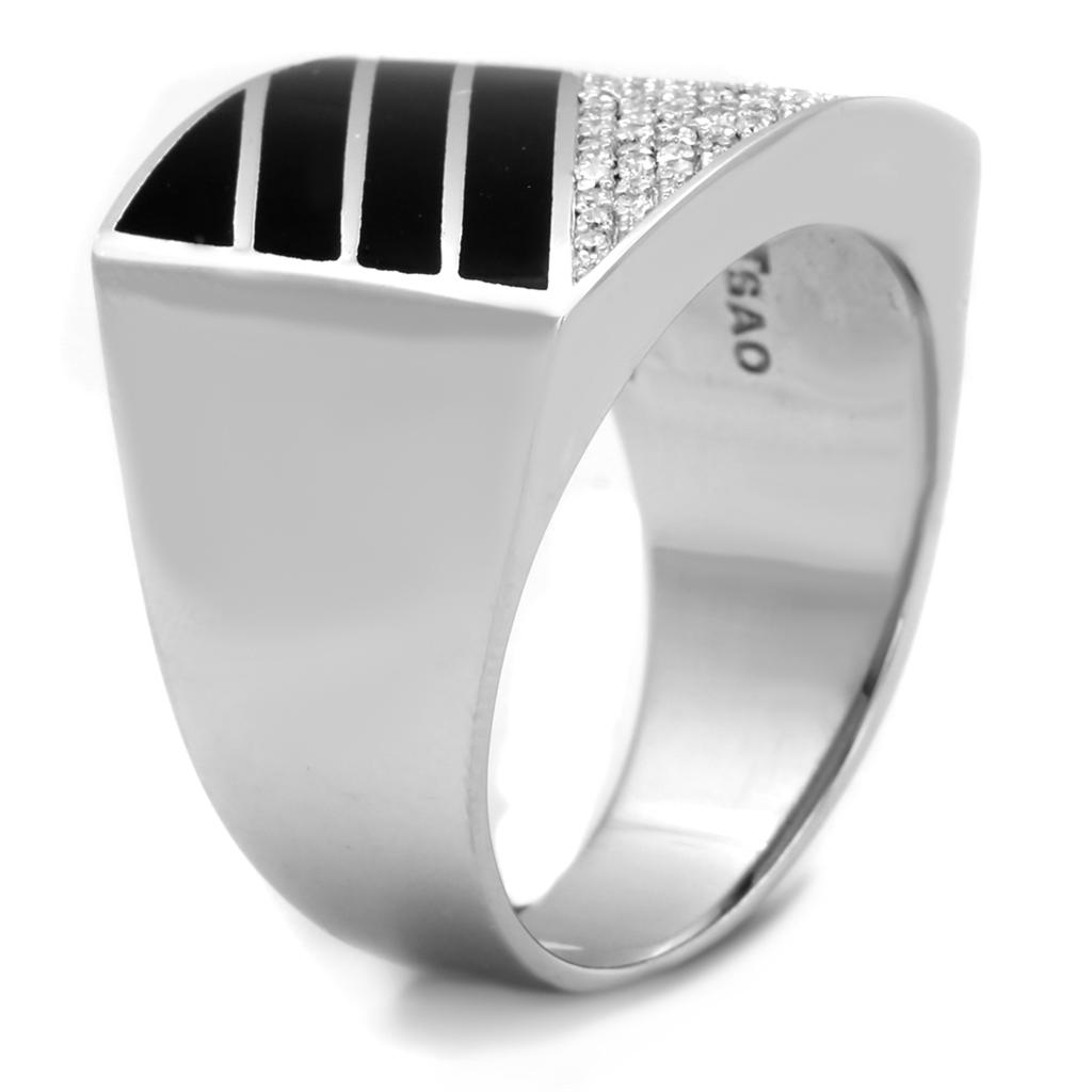 Rhodium 925 Sterling Silver Ring with AAA Grade CZ  in Clear