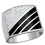Rhodium 925 Sterling Silver Ring with AAA Grade CZ  in Clear