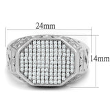 Rhodium 925 Sterling Silver Ring with AAA Grade CZ  in Clear