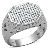 Rhodium 925 Sterling Silver Ring with AAA Grade CZ  in Clear