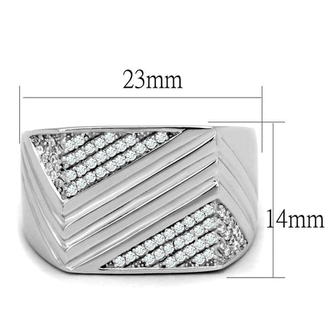 Rhodium 925 Sterling Silver Ring with AAA Grade CZ  in Clear