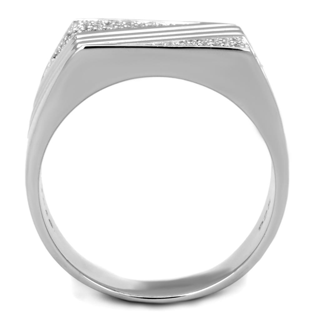 Rhodium 925 Sterling Silver Ring with AAA Grade CZ  in Clear