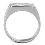 Rhodium 925 Sterling Silver Ring with AAA Grade CZ  in Clear