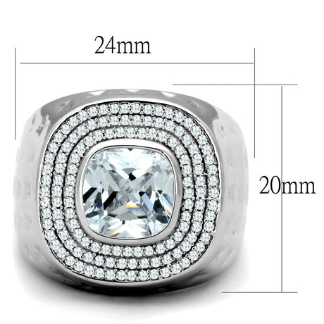 Rhodium 925 Sterling Silver Ring with AAA Grade CZ  in Clear