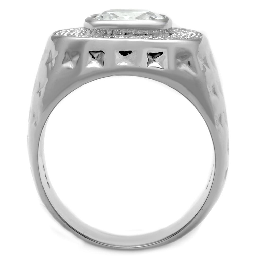 Rhodium 925 Sterling Silver Ring with AAA Grade CZ  in Clear