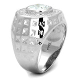 Rhodium 925 Sterling Silver Ring with AAA Grade CZ  in Clear