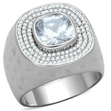 Rhodium 925 Sterling Silver Ring with AAA Grade CZ  in Clear