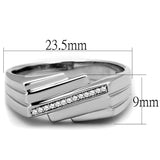 Rhodium 925 Sterling Silver Ring with AAA Grade CZ  in Clear