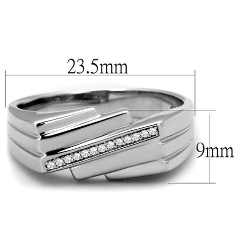 Rhodium 925 Sterling Silver Ring with AAA Grade CZ  in Clear