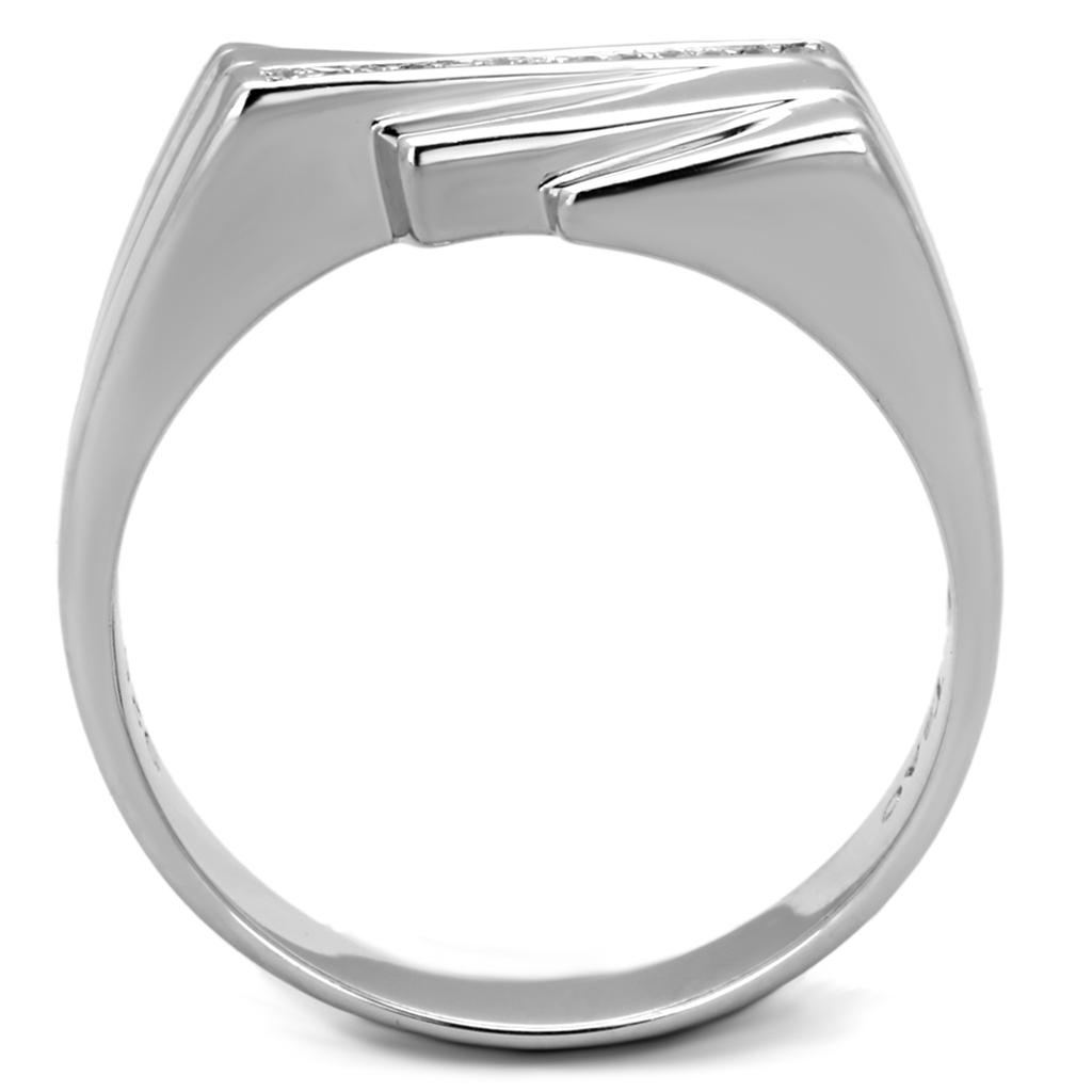 Rhodium 925 Sterling Silver Ring with AAA Grade CZ  in Clear