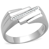 Rhodium 925 Sterling Silver Ring with AAA Grade CZ  in Clear