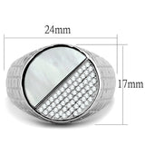 Rhodium 925 Sterling Silver Ring with Precious Stone Conch in Aurora Borealis (Rainbow Effect)