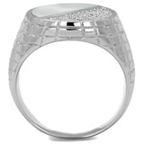 Rhodium 925 Sterling Silver Ring with Precious Stone Conch in Aurora Borealis (Rainbow Effect)