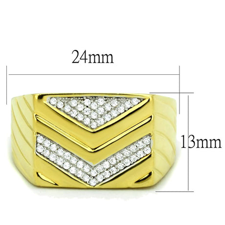 Gold+Rhodium 925 Sterling Silver Ring with AAA Grade CZ  in Clear
