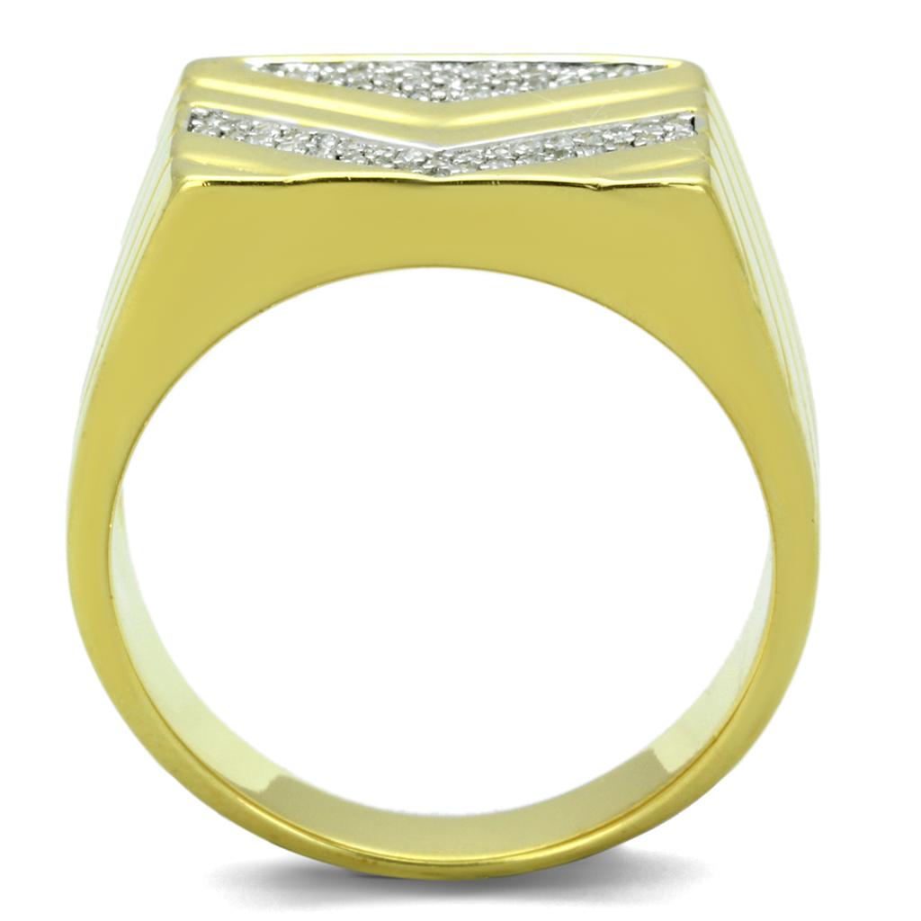 Gold+Rhodium 925 Sterling Silver Ring with AAA Grade CZ  in Clear