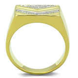 Gold+Rhodium 925 Sterling Silver Ring with AAA Grade CZ  in Clear