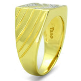 Gold+Rhodium 925 Sterling Silver Ring with AAA Grade CZ  in Clear