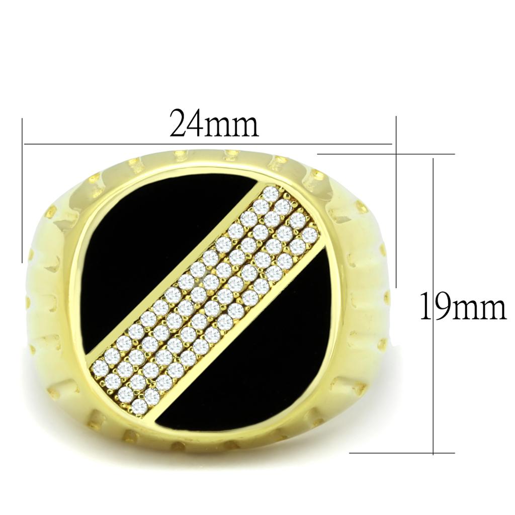 Gold 925 Sterling Silver Ring with AAA Grade CZ  in Clear