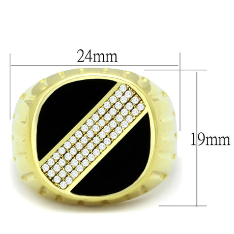 Gold 925 Sterling Silver Ring with AAA Grade CZ  in Clear