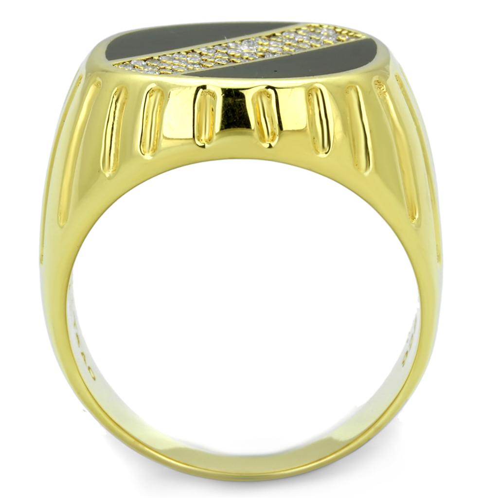 Gold 925 Sterling Silver Ring with AAA Grade CZ  in Clear