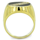 Gold 925 Sterling Silver Ring with AAA Grade CZ  in Clear