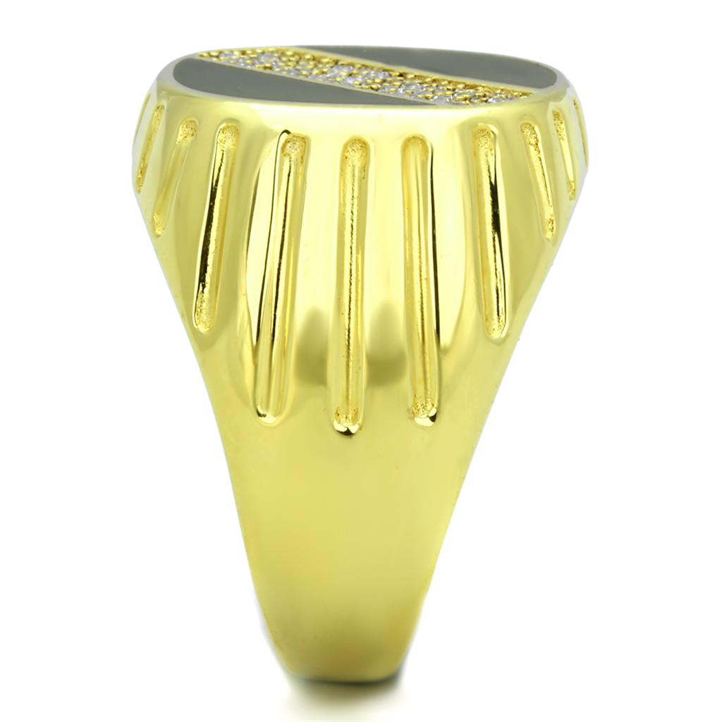 Gold 925 Sterling Silver Ring with AAA Grade CZ  in Clear